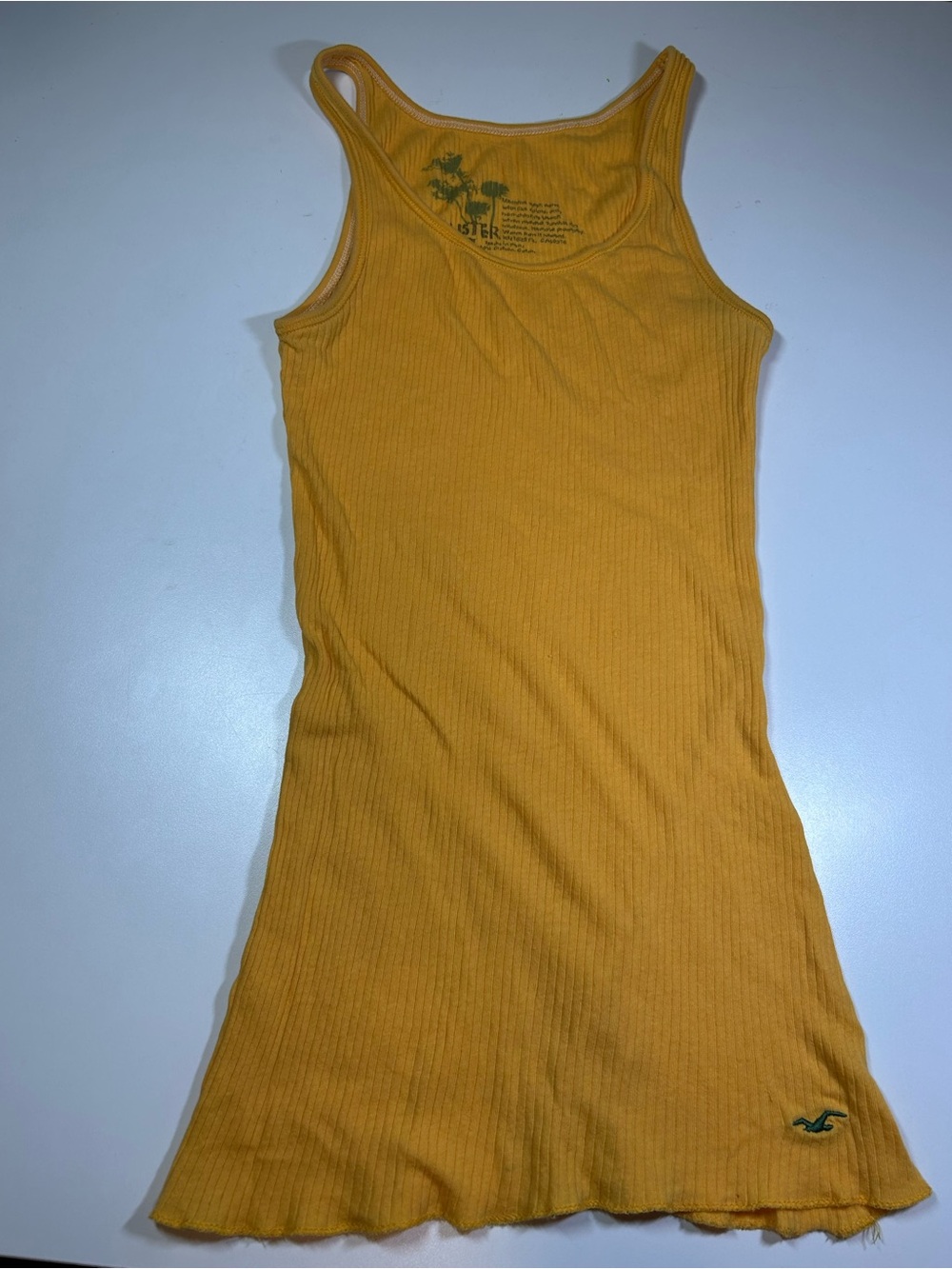 Hollister Women's Medium Mustard Yellow Ribbed Tank Top Vintage